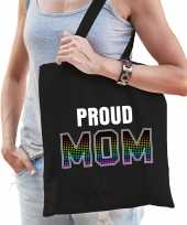 Proud mom trotse moeder regenboog cadeau tas zwart voor dames