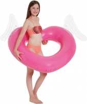 Roze hart opblaasbare zwemband zwemring 108 cm kids speelgoed
