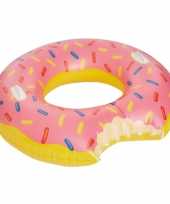 Roze opblaasbaar donut zwemband zwemring 104 cm