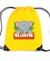 Slurfie de olifant rugtas gymtas geel voor kinderen
