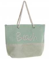 Strandtas beach groen 38 cm