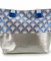 Strandtas carribean blauw glanzend 37 x 49 cm