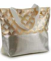 Strandtas goud glanzend metallic 37 x 49 cm