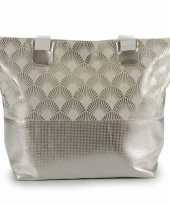 Strandtas zilver glanzend metallic 37 x 49 cm