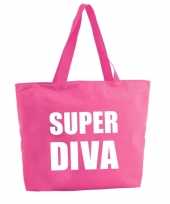 Super diva shopper tas fuchsia roze 47 cm