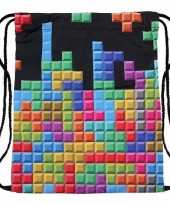 Tetris print rugtas met rijgkoord