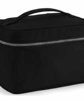 Toilettas make up tas zwart met handvat 23 cm voor heren dames