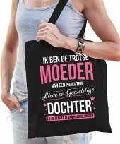 Trotse moeder dochter cadeau tas zwart voor dames
