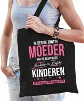 Trotse moeder kinderen cadeau tas zwart voor dames