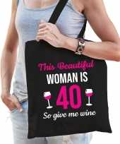 Verjaardag cadeau tas 40 jaar this beautiful woman is 40 give wine zwart voor dames