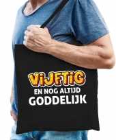 Vijftig en goddelijk verjaardag cadeau tas abraham 50 jaar zwart voor heren