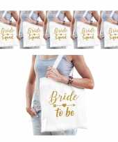Vrijgezellenfeest dames tasjes goodiebag pakket 1x bride to be wit 5x bride squad wit