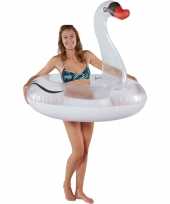Witte zwaan opblaasbare zwemband zwemring met veren 120 cm kids speelgoed